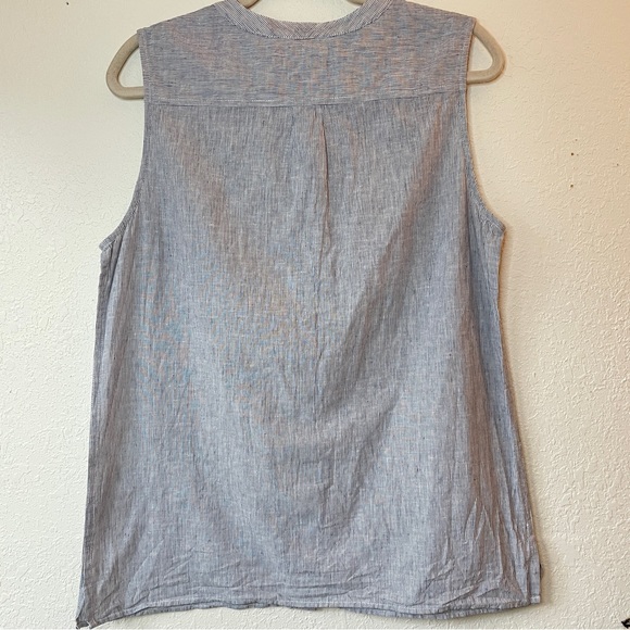Pendleton M Linen Sleeveless Button Down Blouse - Picture 6 of 8